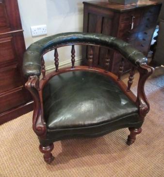 Early Victorian Leather Upholstered Tub Armchair