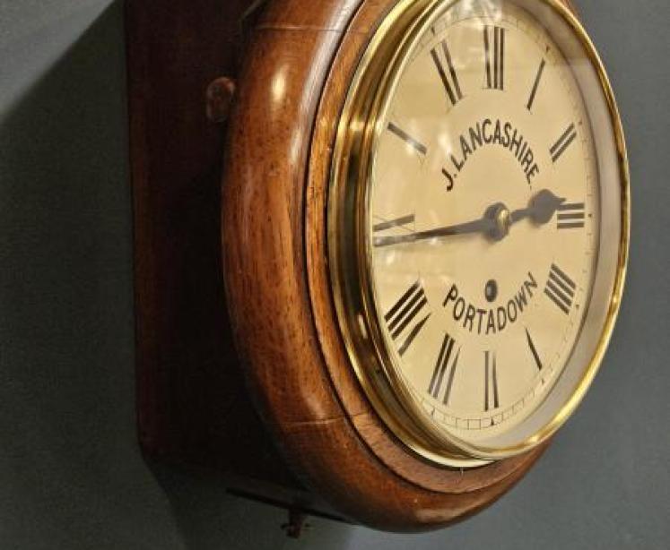 Victorian Oak 8" Dial Fusee Wall Clock - Image 2