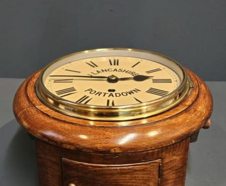 Victorian Oak 8" Dial Fusee Wall Clock - Image 4