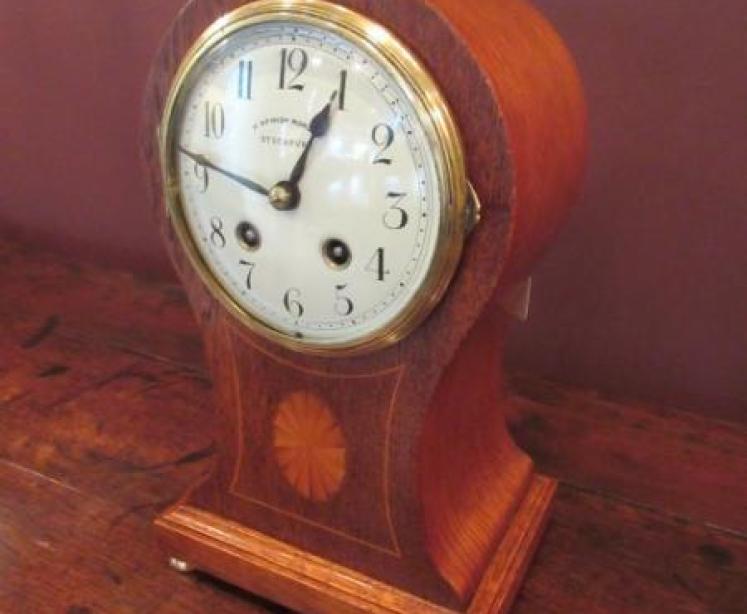 Edwardian Period Sheraton Inlaid Striking Mantel Clock - Image 1