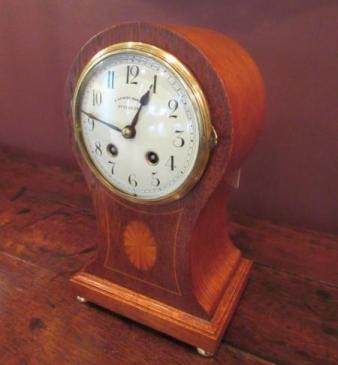 Edwardian Period Sheraton Inlaid Striking Mantel Clock