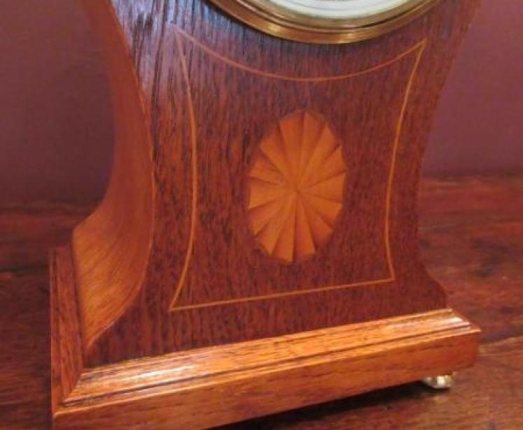 Edwardian Period Sheraton Inlaid Striking Mantel Clock - Image 2