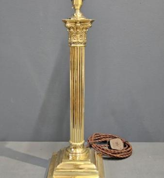 Edwardian Corinthian Column Brass Table Lamp