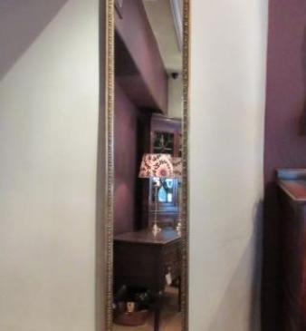 Tall Mid 19th Century Timber Gilt Floor Standing Mirror