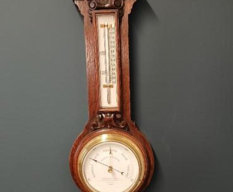 Small Victorian Negretti & Zambra Banjo Barometer - Image 1