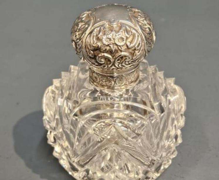 Victorian Cut Crystal and Silver Scent Bottle  - Image 1