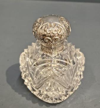 Victorian Cut Crystal and Silver Scent Bottle 