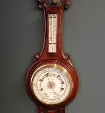 Victorian Polished Oak Nottingham Banjo Barometer