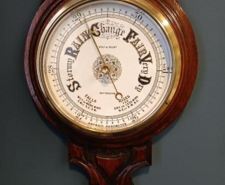 Victorian Polished Oak Nottingham Banjo Barometer - Image 2