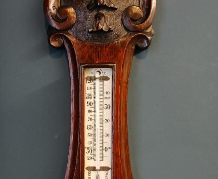 Victorian Polished Oak Nottingham Banjo Barometer - Image 3