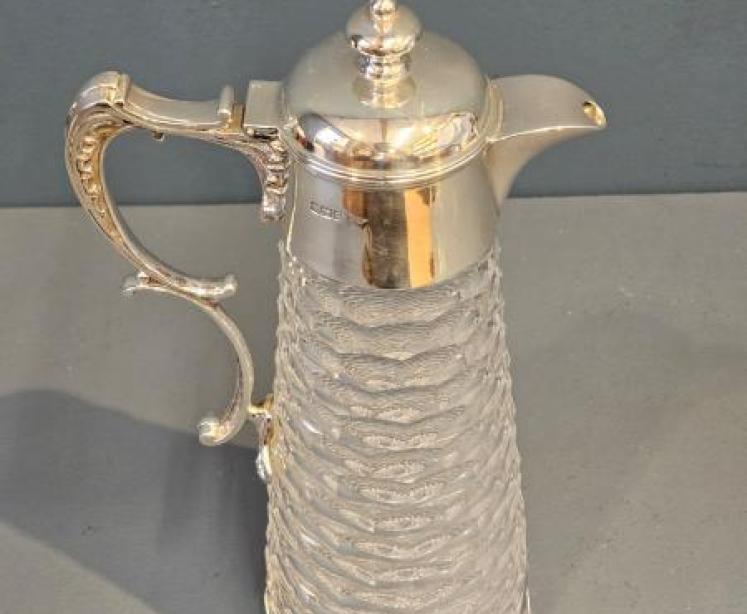 Edwardian Silver and Crystal Claret Jug - Image 3