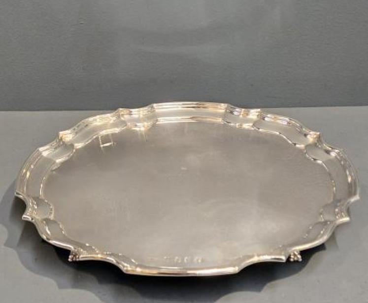 Heavy 13" Dublin Silver Salver - Image 1