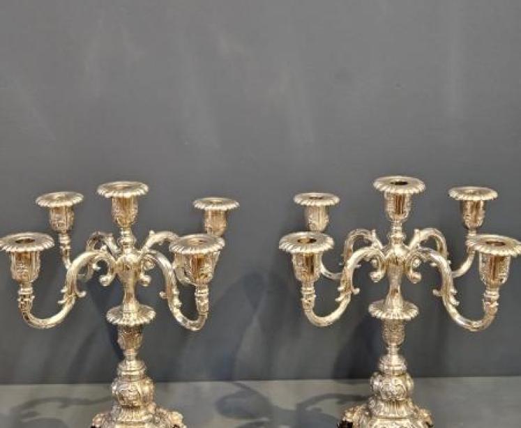Pair of Large Victorian Silver Plated Candelabra - Image 1