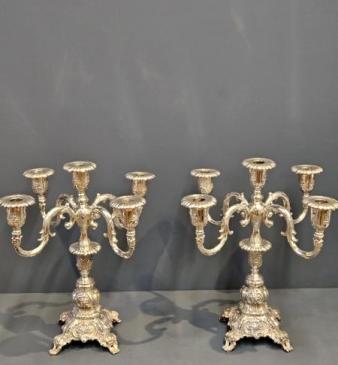 Pair of Large Victorian Silver Plated Candelabra