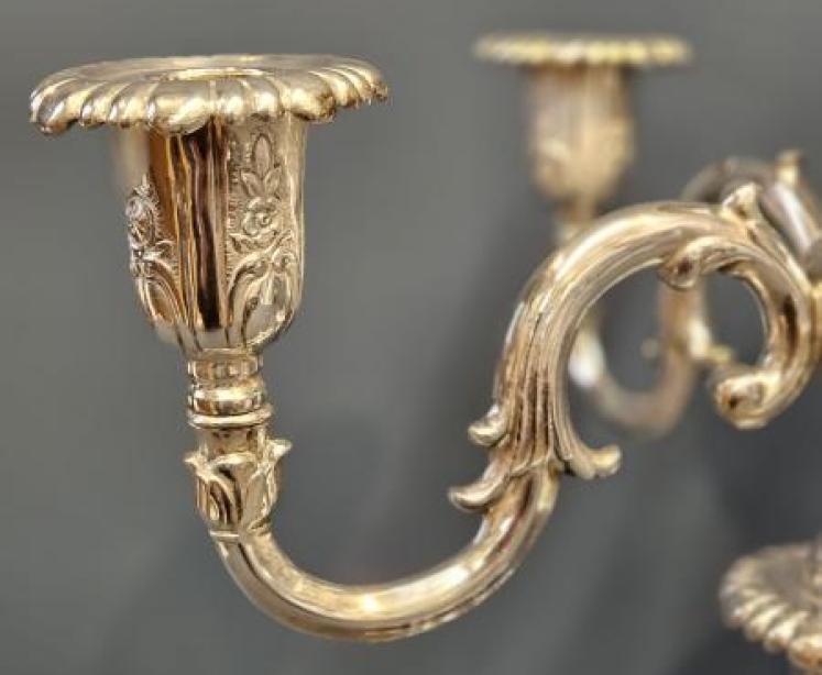 Pair of Large Victorian Silver Plated Candelabra - Image 2