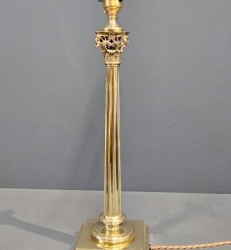 Edwardian Cast Brass Corinthian Column Table Lamp