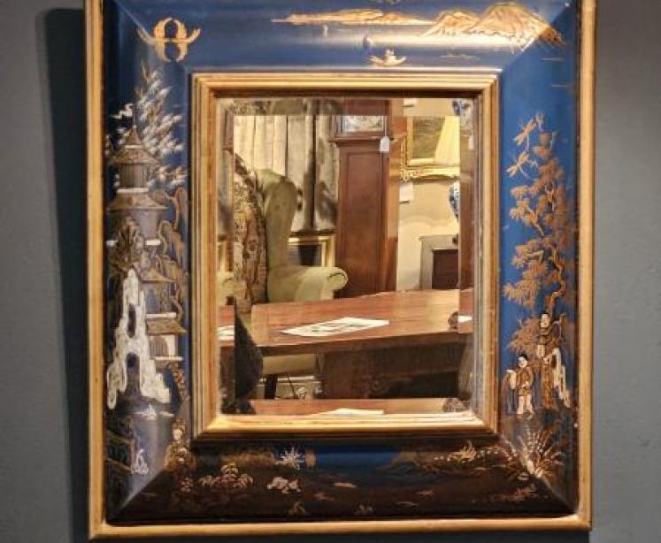 1920's Blue Chinoiserie Mirror - Image 1