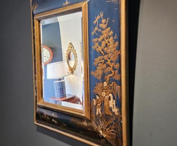 1920's Blue Chinoiserie Mirror - Image 2