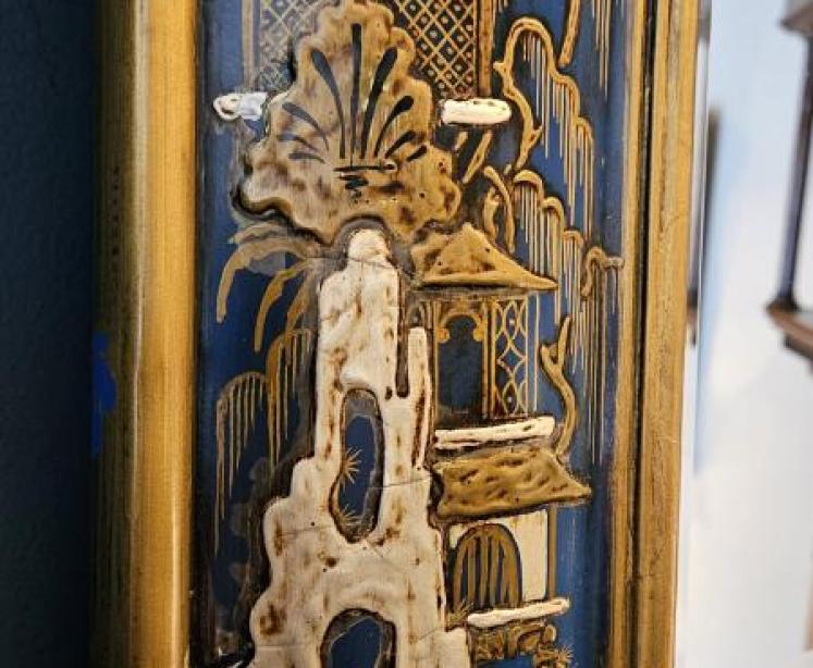 1920's Blue Chinoiserie Mirror - Image 4