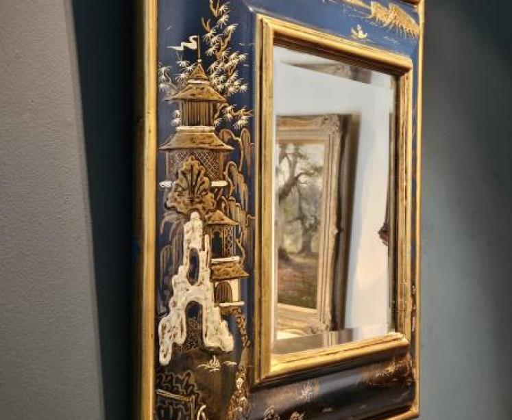 1920's Blue Chinoiserie Mirror - Image 5
