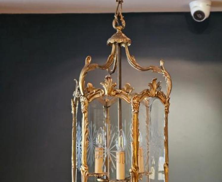 Gilt Brass Octagonal Lantern - Image 1