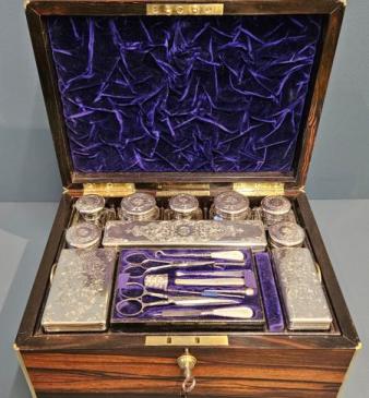 Victorian Travelling Box with Silver Contents 