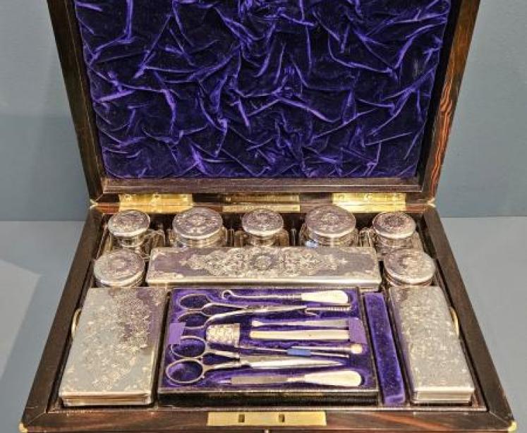 Victorian Travelling Box with Silver Contents  - Image 1