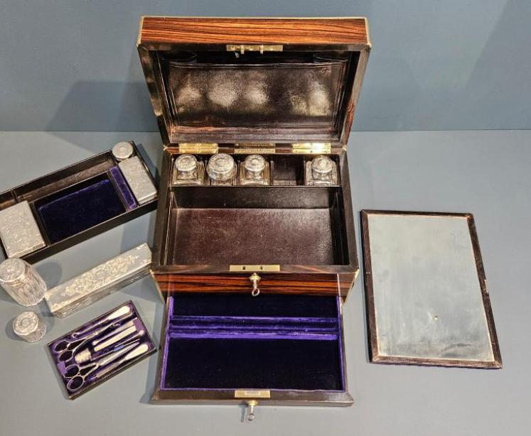 Victorian Travelling Box with Silver Contents  - Image 2