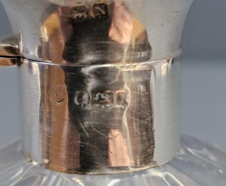 Silver and Enamel Topped Cut Crystal Scent Bottle - Image 5