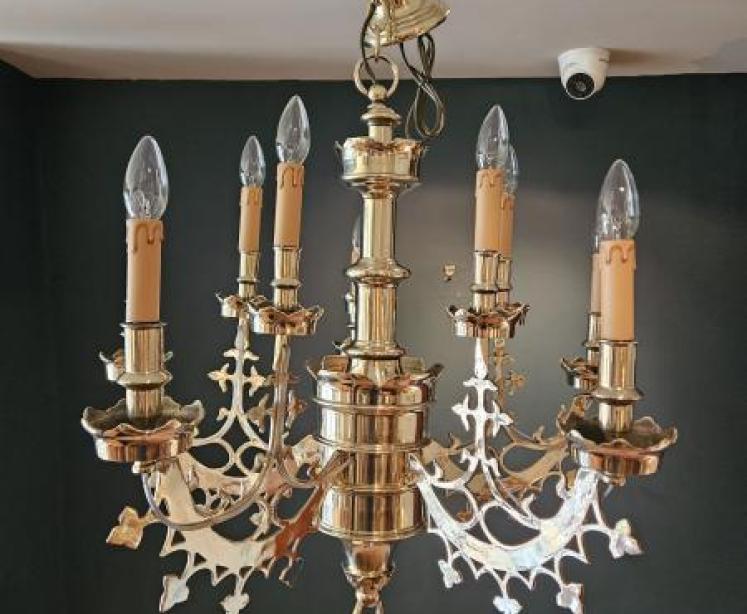 Edwardian Cast Brass Chandelier - Image 1