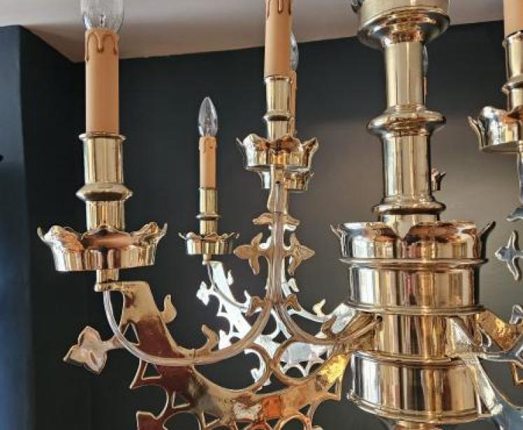 Edwardian Cast Brass Chandelier - Image 2