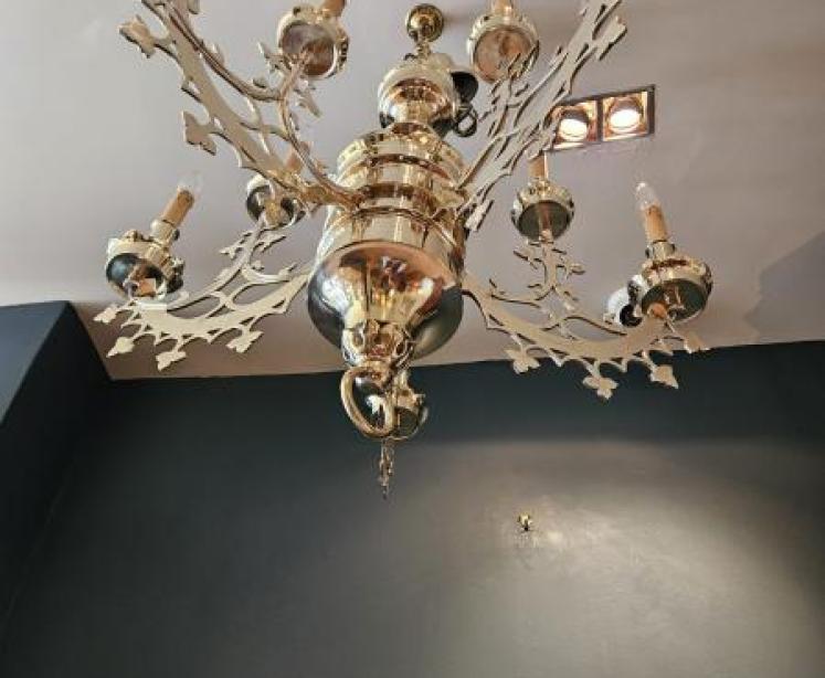 Edwardian Cast Brass Chandelier - Image 3