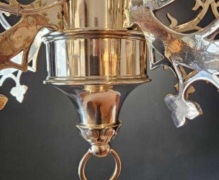 Edwardian Cast Brass Chandelier - Image 4