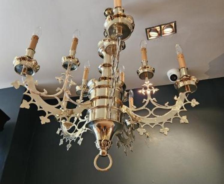 Edwardian Cast Brass Chandelier - Image 6