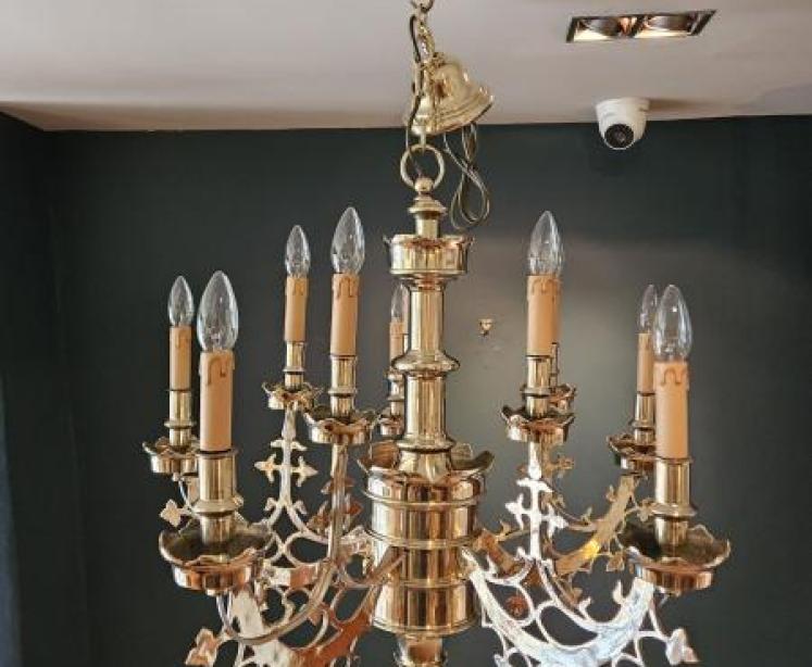 Edwardian Cast Brass Chandelier - Image 7