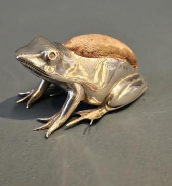 Edwardian Silver Frog Pin Cushion