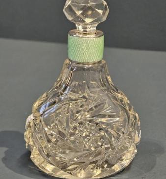 Silver and Engine Turned Enamel Collar Scent Bottle