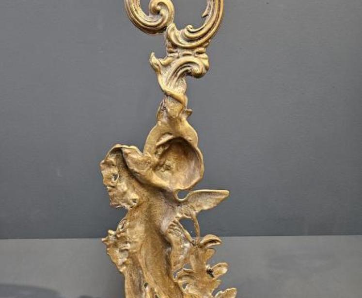 Victorian Cast Brass Cherub Door Stop - Image 2