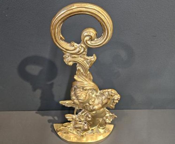 Victorian Cast Brass Cherub Door Stop - Image 6