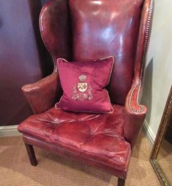 Superb 19th Century Leather Wing Back Armchair