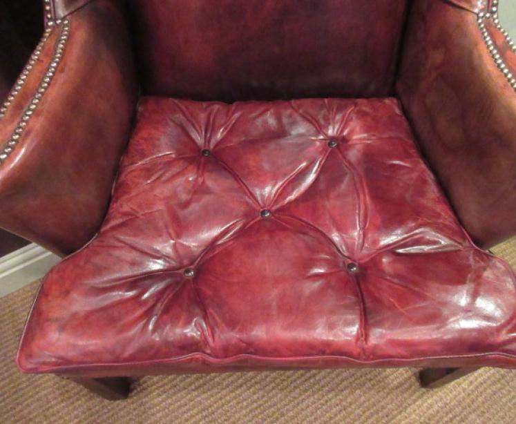 Superb 19th Century Leather Wing Back Armchair - Image 4