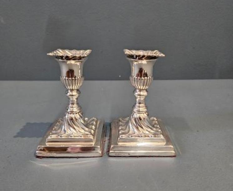 Matching Pair of Victorian Silver Candlesticks - Image 1