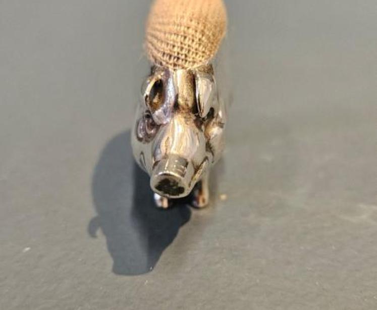 Edwardian Silver Pig Pin Cushion by Adie & Lovekin - Image 6