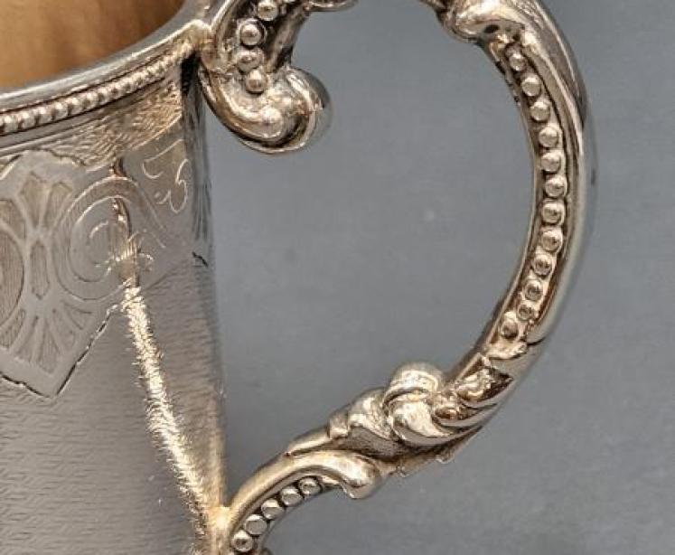 Victorian Engine Turned Silver Mug - Image 3