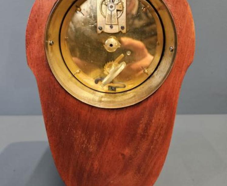 Unusual Edwardian Keyhole Design Inlaid Mantel Clock - Image 7