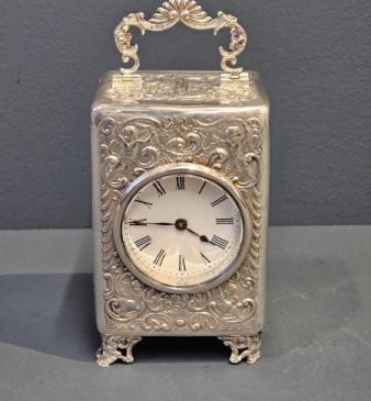 Superb Victorian Silver Carriage Clock by William Comyns