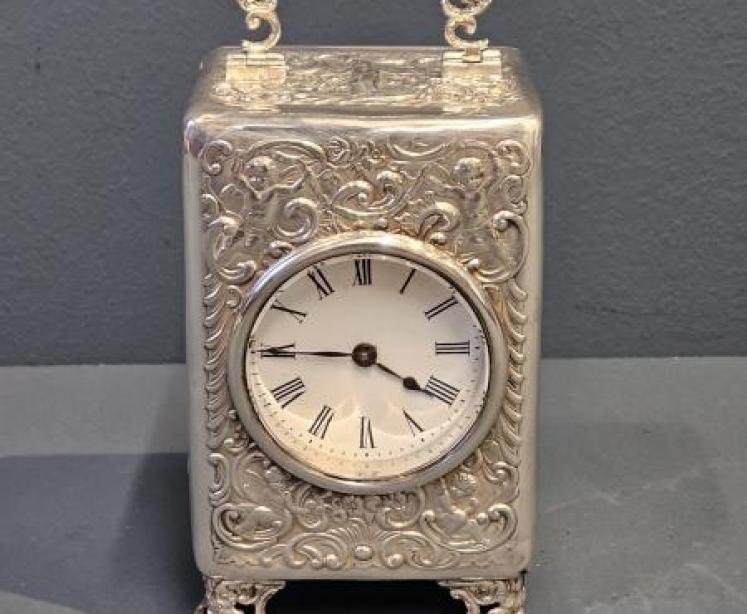 Superb Victorian Silver Carriage Clock by William Comyns - Image 1