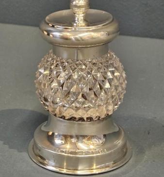 Victorian Silver And Cut Crystal  Pepper Grinder