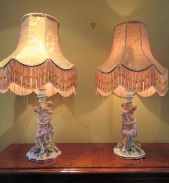 Pair of 19th Century Meissen Style Table Lamps