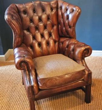 Wing Back Leather Arm Chair